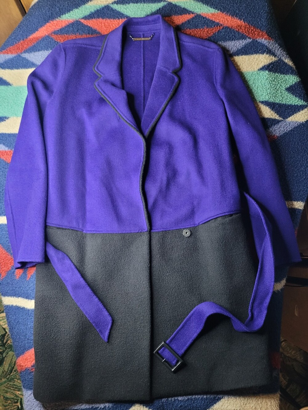 Diane Von Furstenberg Wool Blend Trench Coat Womens Sz 10 Logan Lux Overcoat